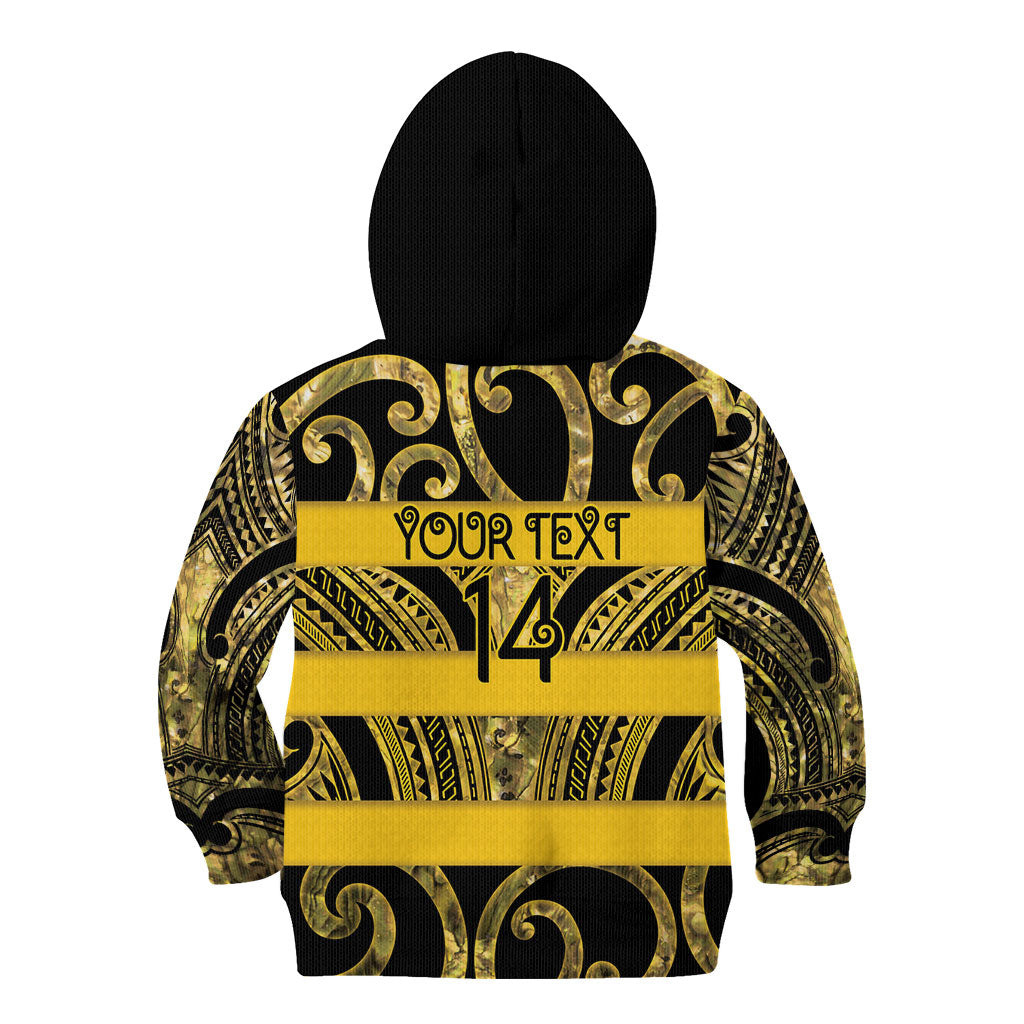 Taranaki Custom Rugby New Zealand Kid Hoodie Aotearoa Maori Pukana Tiki Mascot