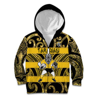 Taranaki Custom Rugby New Zealand Kid Hoodie Aotearoa Maori Pukana Tiki Mascot