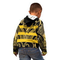 Taranaki Custom Rugby New Zealand Kid Hoodie Aotearoa Maori Pukana Tiki Mascot