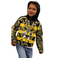 Taranaki Custom Rugby New Zealand Kid Hoodie Aotearoa Maori Pukana Tiki Mascot