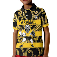 Taranaki Custom Rugby New Zealand Kid Polo Shirt Aotearoa Maori Pukana Tiki Mascot