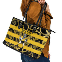 Taranaki Custom Rugby New Zealand Leather Tote Bag Aotearoa Maori Pukana Tiki Mascot