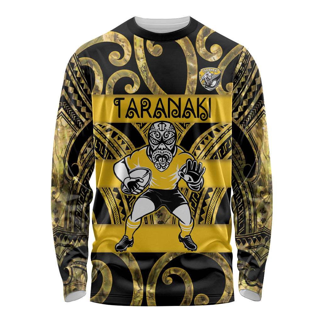 Taranaki Custom Rugby New Zealand Long Sleeve Shirt Aotearoa Maori Pukana Tiki Mascot