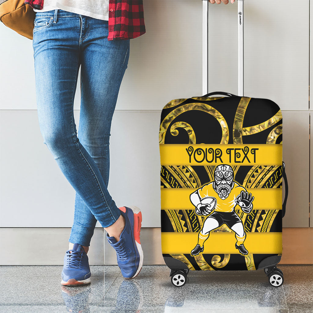 Taranaki Custom Rugby New Zealand Luggage Cover Aotearoa Maori Pukana Tiki Mascot