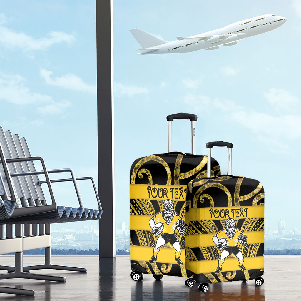 Taranaki Custom Rugby New Zealand Luggage Cover Aotearoa Maori Pukana Tiki Mascot