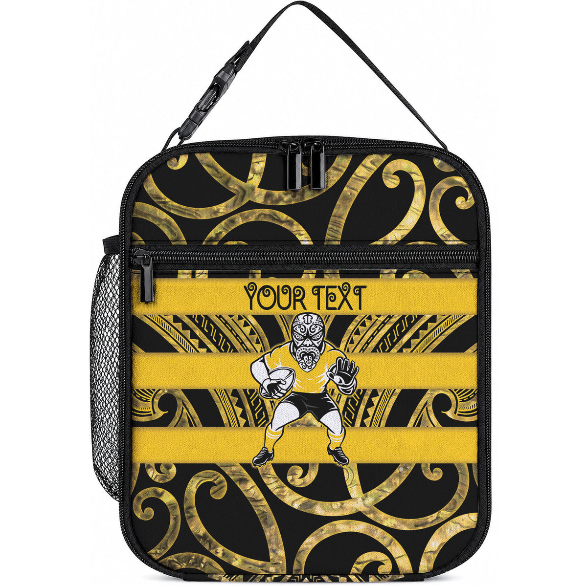 Taranaki Custom Rugby New Zealand Lunch Bag Aotearoa Maori Pukana Tiki Mascot