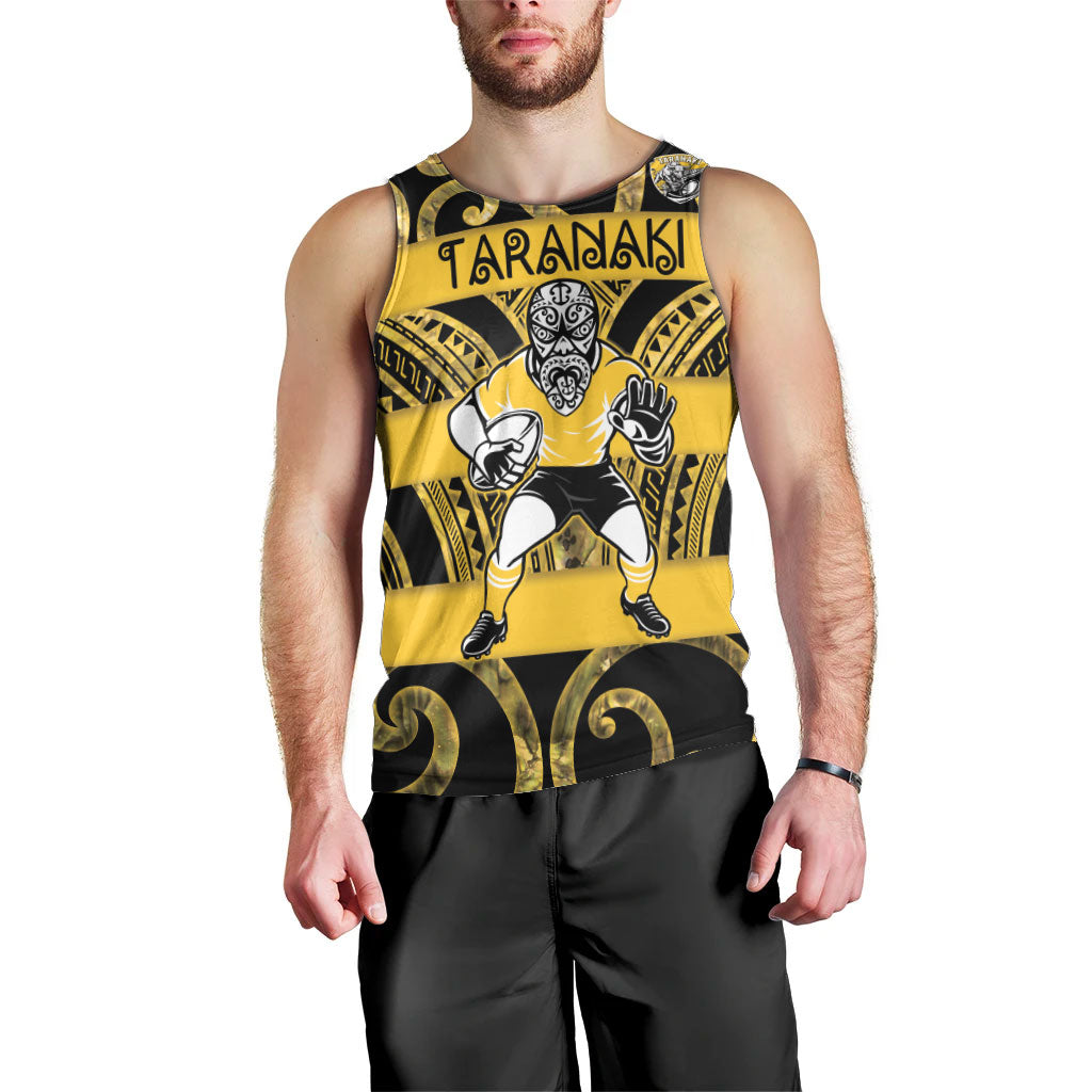 Taranaki Custom Rugby New Zealand Men Tank Top Aotearoa Maori Pukana Tiki Mascot