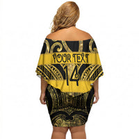 Taranaki Custom Rugby New Zealand Off Shoulder Short Dress Aotearoa Maori Pukana Tiki Mascot