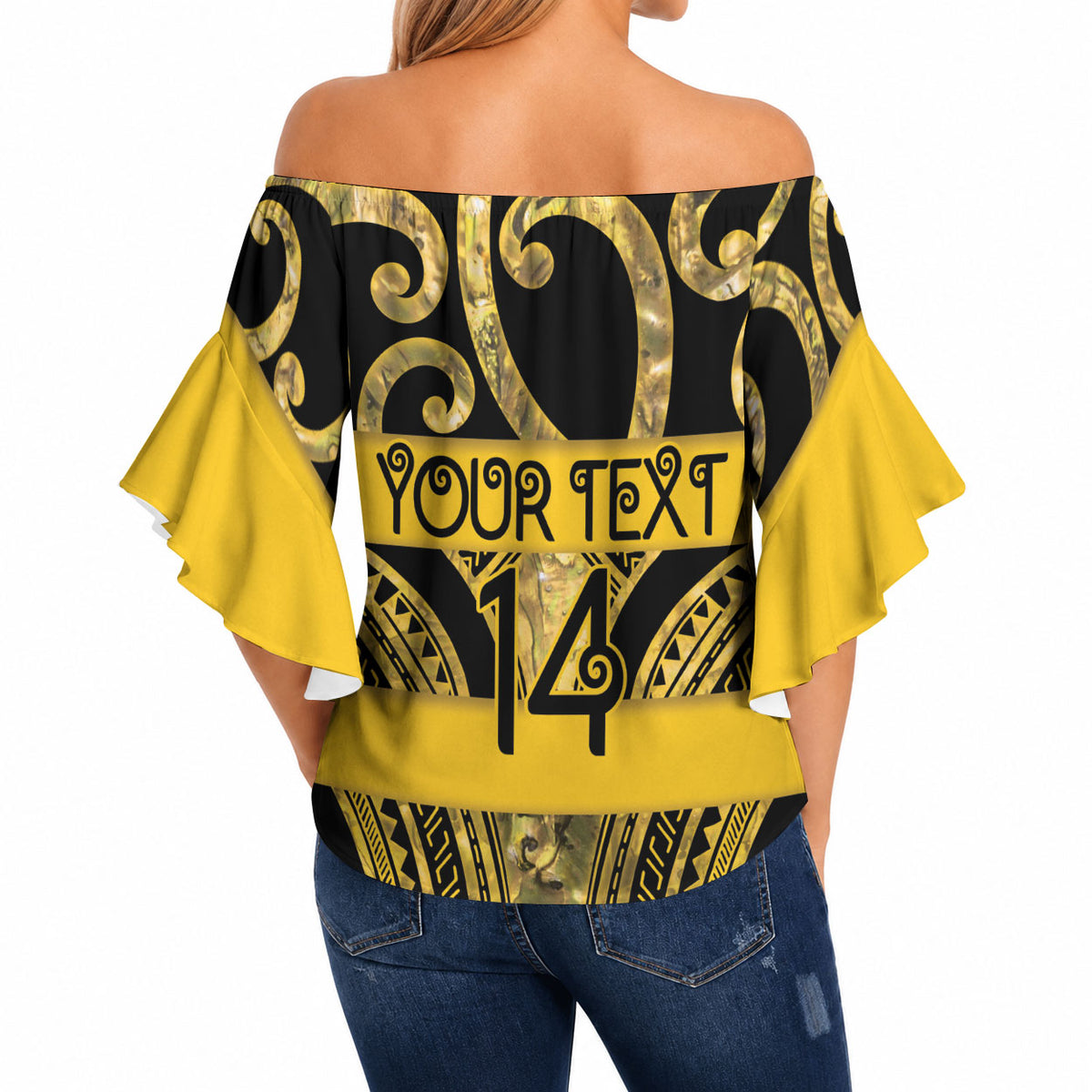 Taranaki Custom Rugby New Zealand Off Shoulder Wrap Waist Top Aotearoa Maori Pukana Tiki Mascot