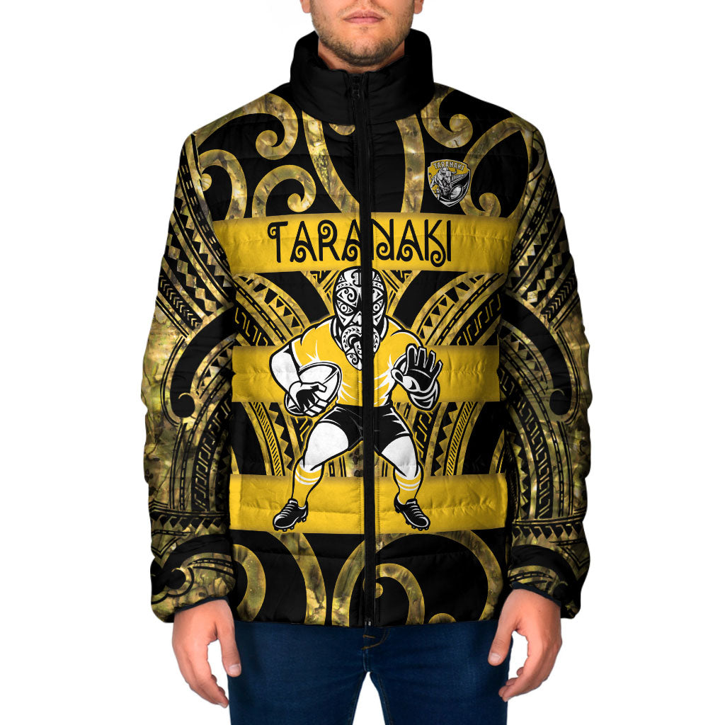 Taranaki Custom Rugby New Zealand Padded Jacket Aotearoa Maori Pukana Tiki Mascot