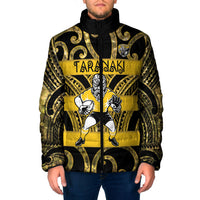 Taranaki Custom Rugby New Zealand Padded Jacket Aotearoa Maori Pukana Tiki Mascot