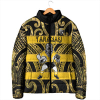 Taranaki Custom Rugby New Zealand Padded Jacket Aotearoa Maori Pukana Tiki Mascot