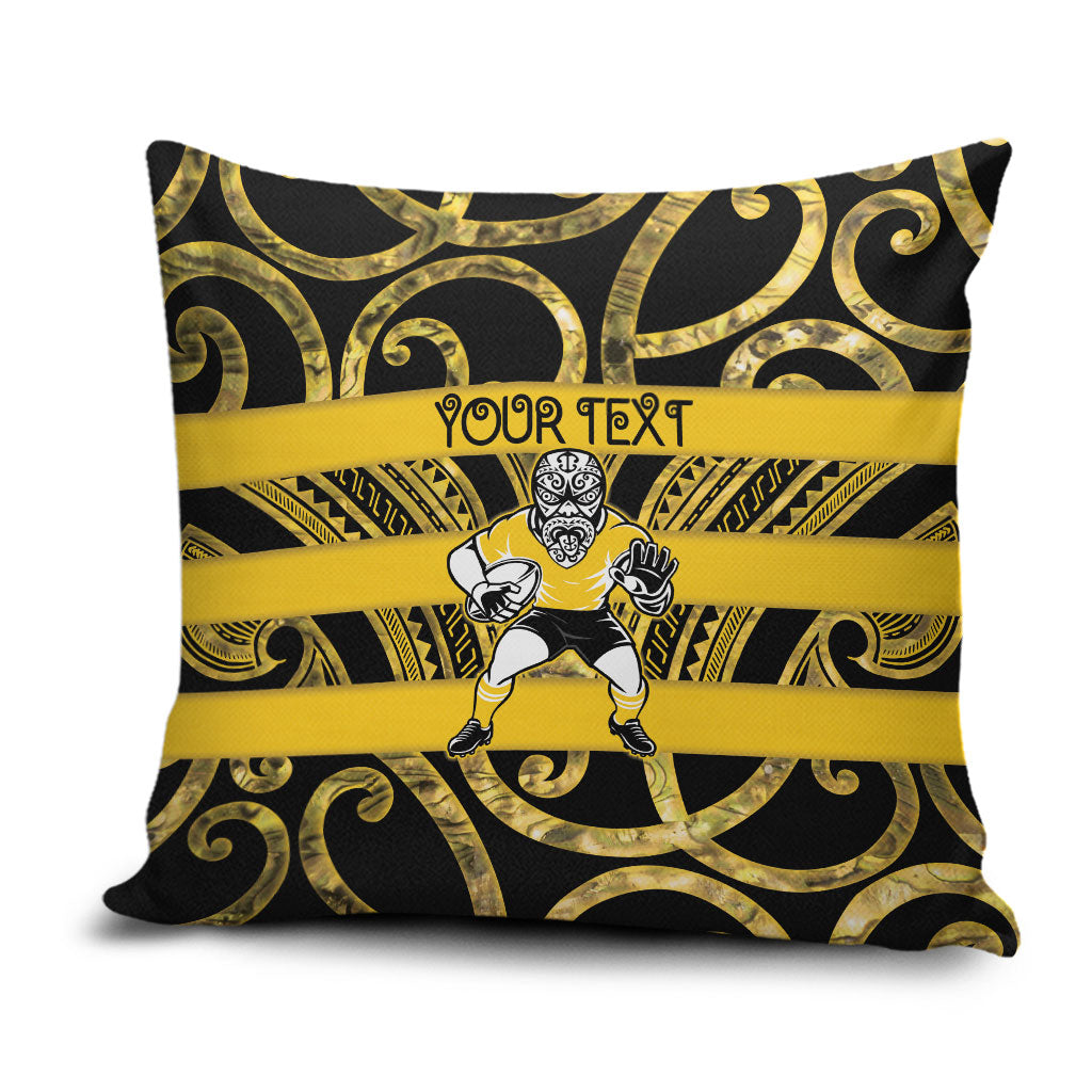 Taranaki Custom Rugby New Zealand Pillow Cover Aotearoa Maori Pukana Tiki Mascot