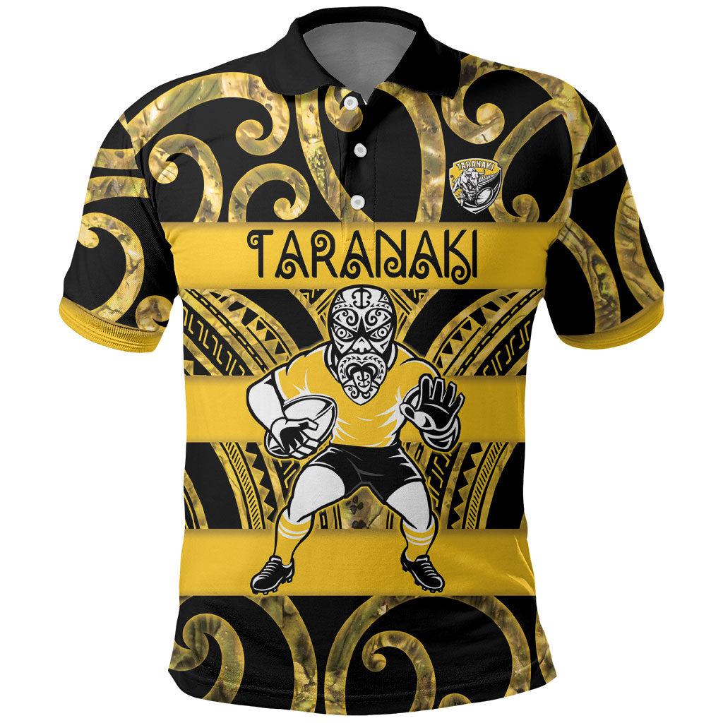 Taranaki Custom Rugby New Zealand Polo Shirt Aotearoa Maori Pukana Tiki Mascot