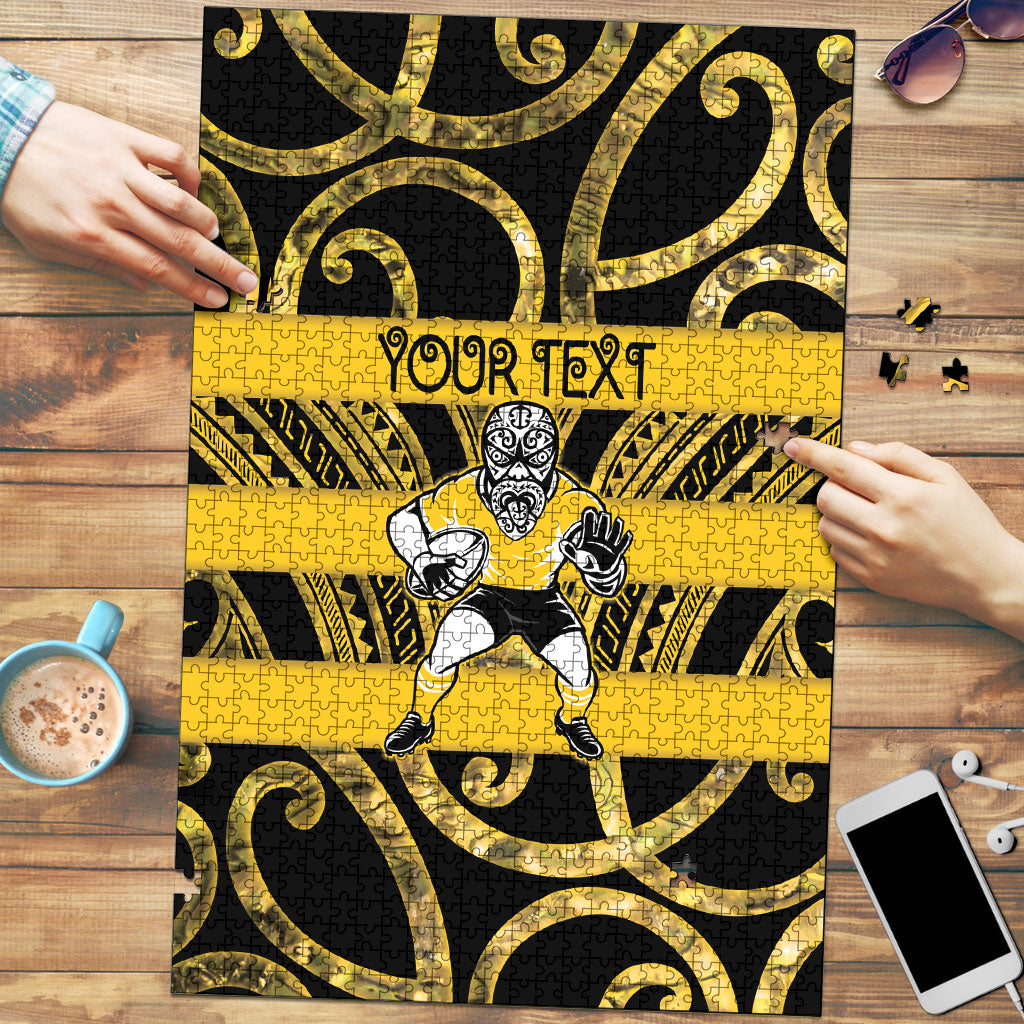 Taranaki Custom Rugby New Zealand Puzzle Aotearoa Maori Pukana Tiki Mascot