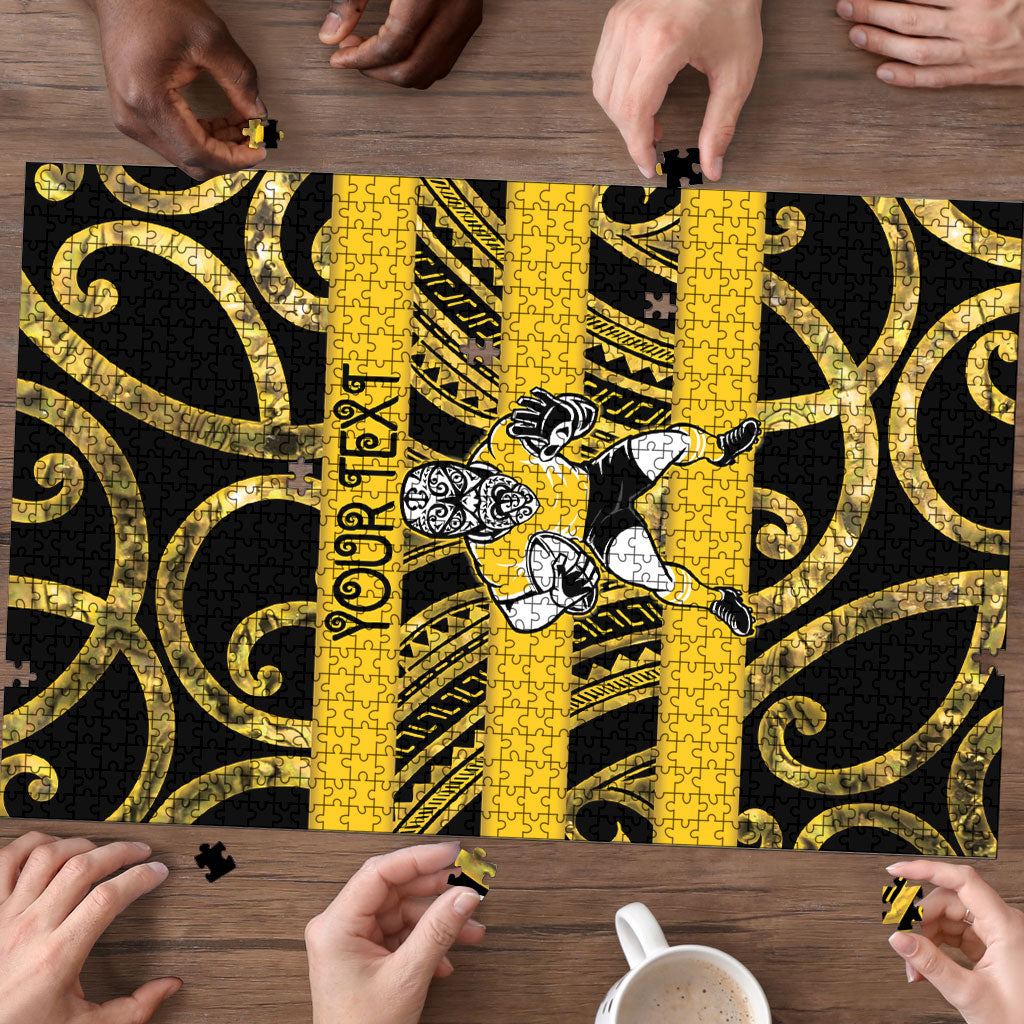 Taranaki Custom Rugby New Zealand Puzzle Aotearoa Maori Pukana Tiki Mascot