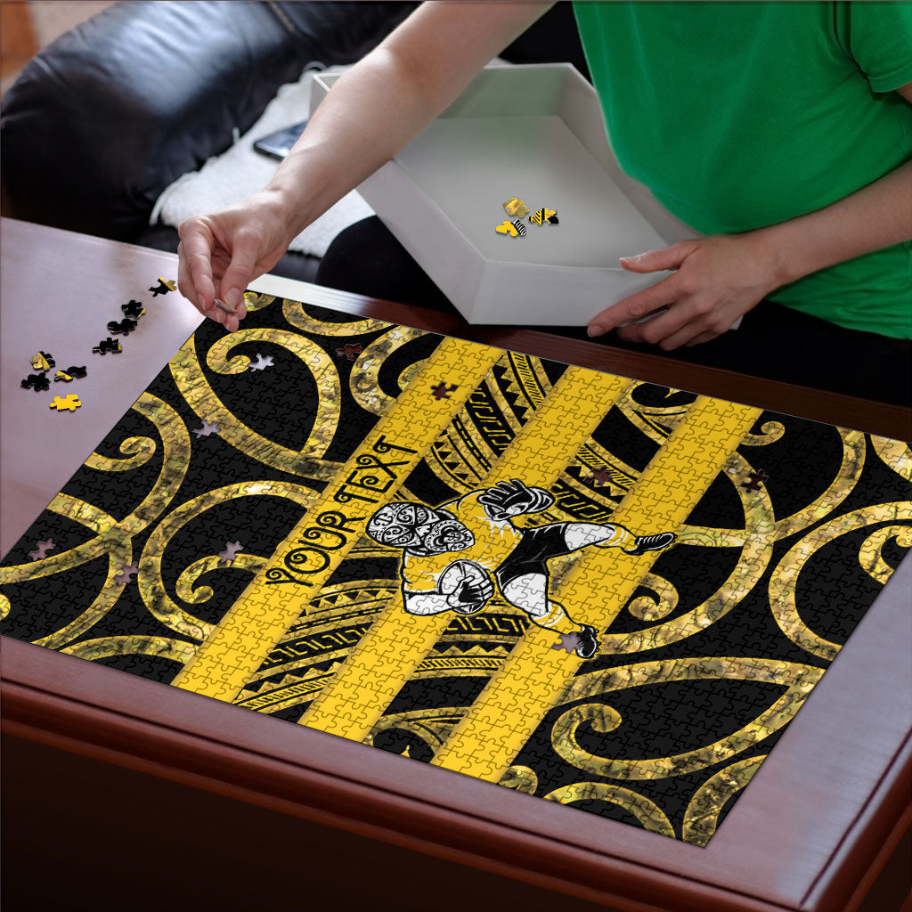 Taranaki Custom Rugby New Zealand Puzzle Aotearoa Maori Pukana Tiki Mascot