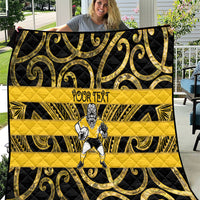 Taranaki Custom Rugby New Zealand Quilt Aotearoa Maori Pukana Tiki Mascot