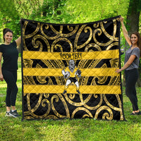 Taranaki Custom Rugby New Zealand Quilt Aotearoa Maori Pukana Tiki Mascot