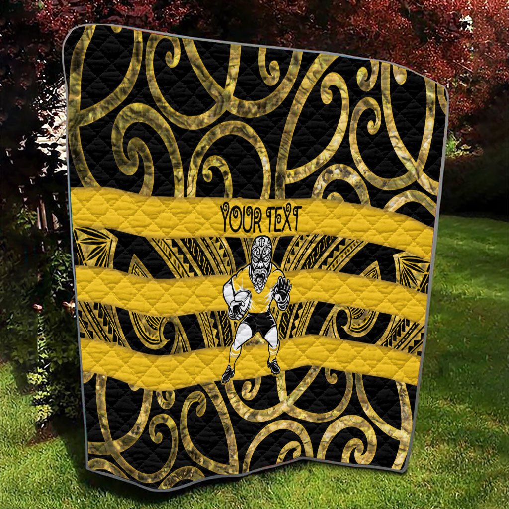 Taranaki Custom Rugby New Zealand Quilt Aotearoa Maori Pukana Tiki Mascot