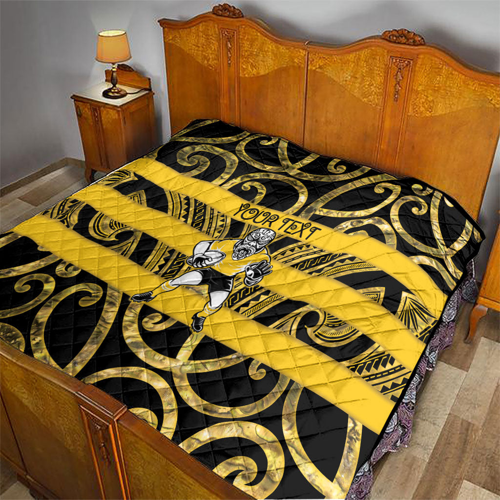 Taranaki Custom Rugby New Zealand Quilt Aotearoa Maori Pukana Tiki Mascot