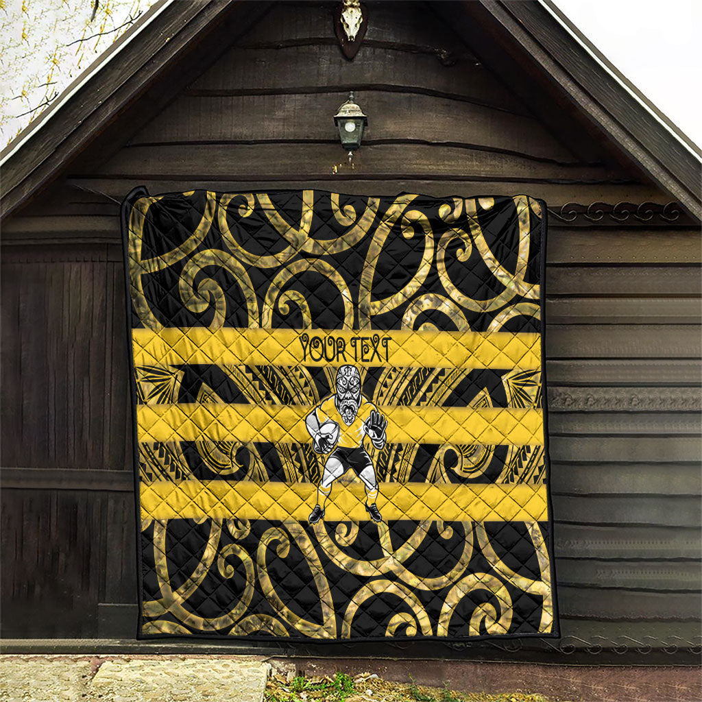 Taranaki Custom Rugby New Zealand Quilt Aotearoa Maori Pukana Tiki Mascot