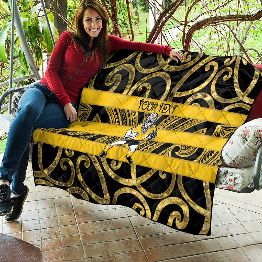 Taranaki Custom Rugby New Zealand Quilt Aotearoa Maori Pukana Tiki Mascot