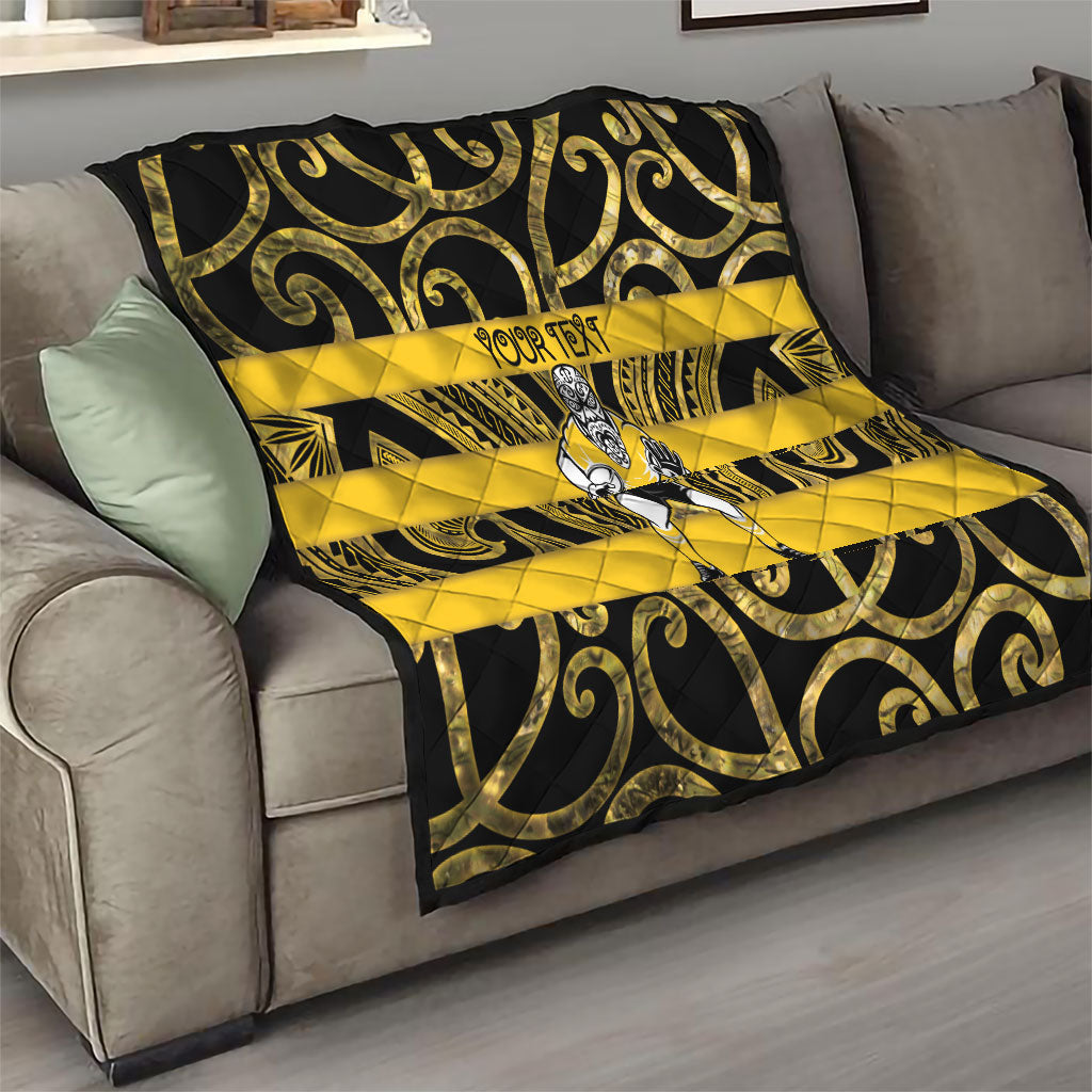 Taranaki Custom Rugby New Zealand Quilt Aotearoa Maori Pukana Tiki Mascot