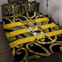 Taranaki Custom Rugby New Zealand Quilt Bed Set Aotearoa Maori Pukana Tiki Mascot