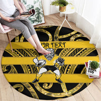 Taranaki Custom Rugby New Zealand Round Carpet Aotearoa Maori Pukana Tiki Mascot