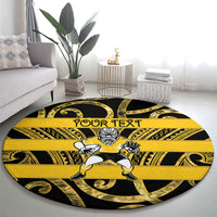 Taranaki Custom Rugby New Zealand Round Carpet Aotearoa Maori Pukana Tiki Mascot