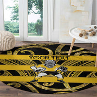 Taranaki Custom Rugby New Zealand Round Carpet Aotearoa Maori Pukana Tiki Mascot