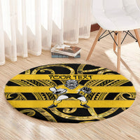 Taranaki Custom Rugby New Zealand Round Carpet Aotearoa Maori Pukana Tiki Mascot