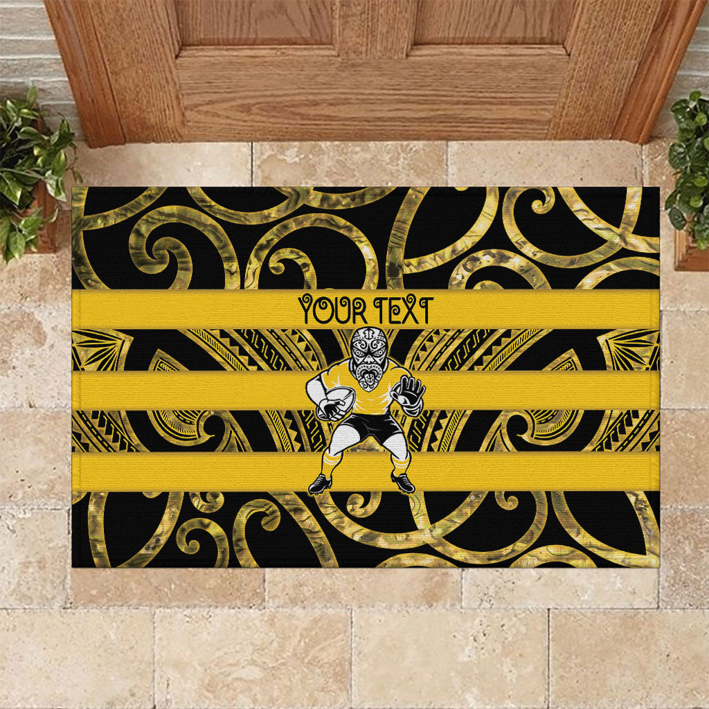 Taranaki Custom Rugby New Zealand Rubber Doormat Aotearoa Maori Pukana Tiki Mascot