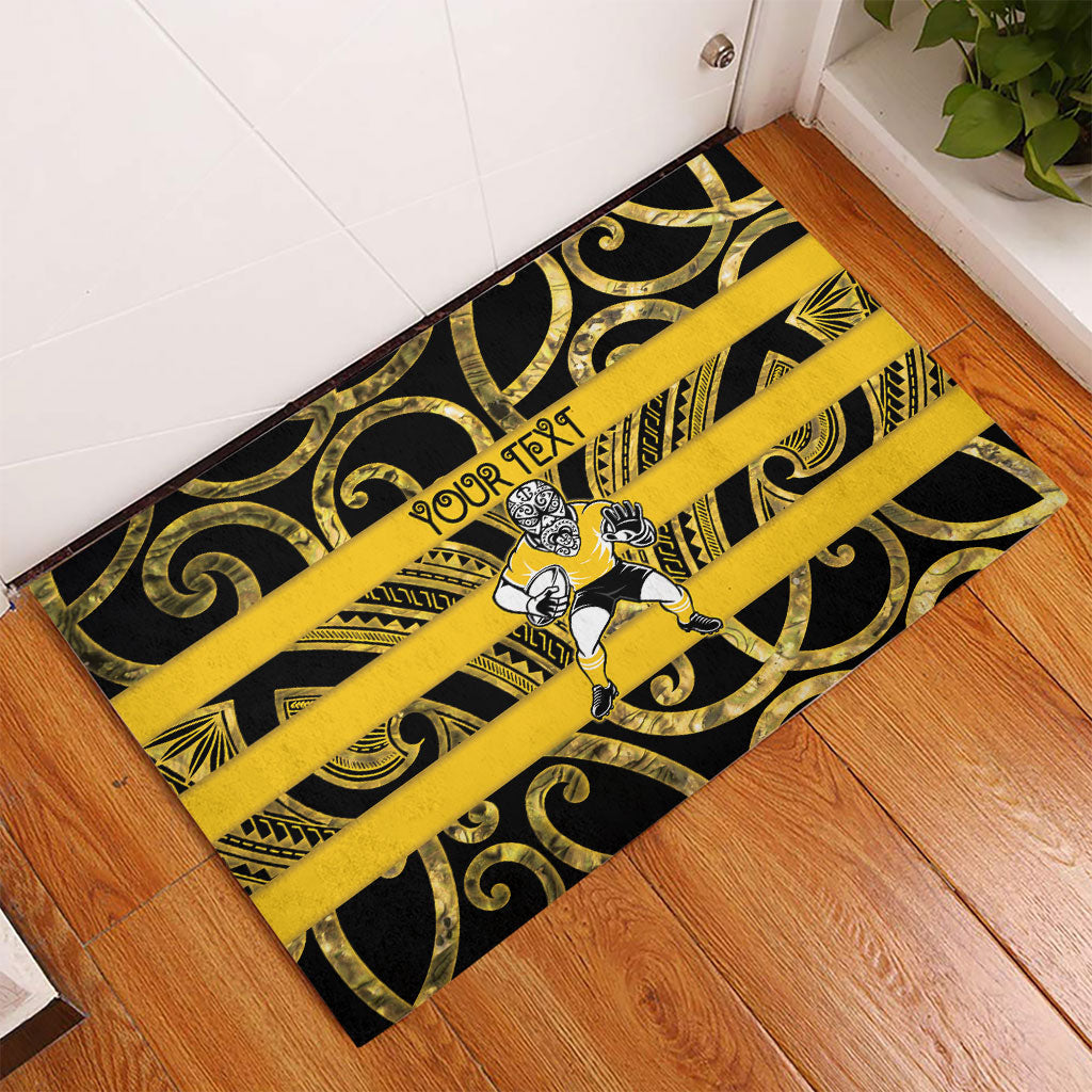 Taranaki Custom Rugby New Zealand Rubber Doormat Aotearoa Maori Pukana Tiki Mascot