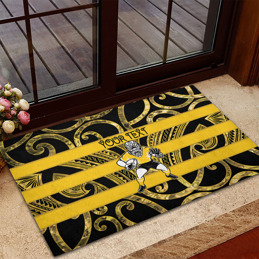 Taranaki Custom Rugby New Zealand Rubber Doormat Aotearoa Maori Pukana Tiki Mascot