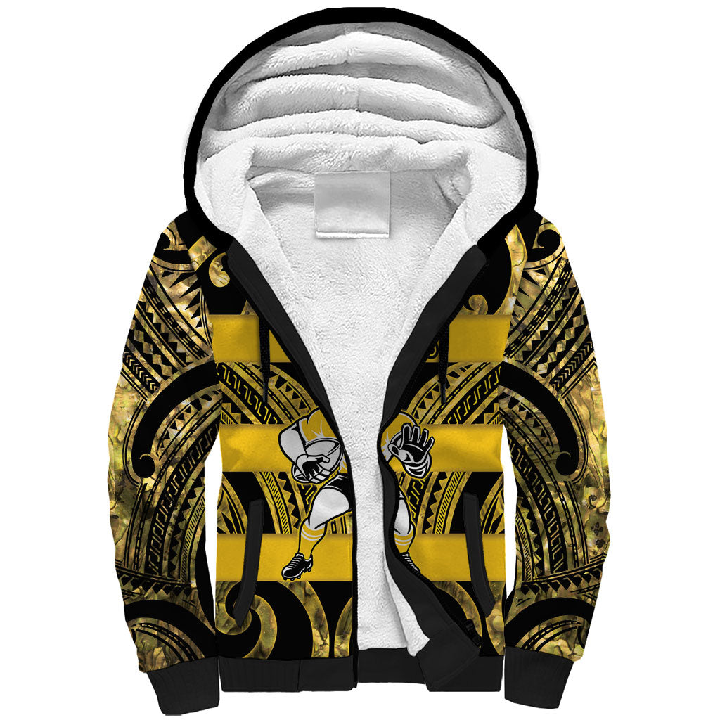Taranaki Custom Rugby New Zealand Sherpa Hoodie Aotearoa Maori Pukana Tiki Mascot