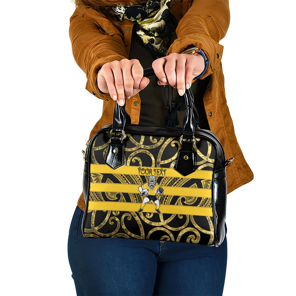 Taranaki Custom Rugby New Zealand Shoulder Handbag Aotearoa Maori Pukana Tiki Mascot