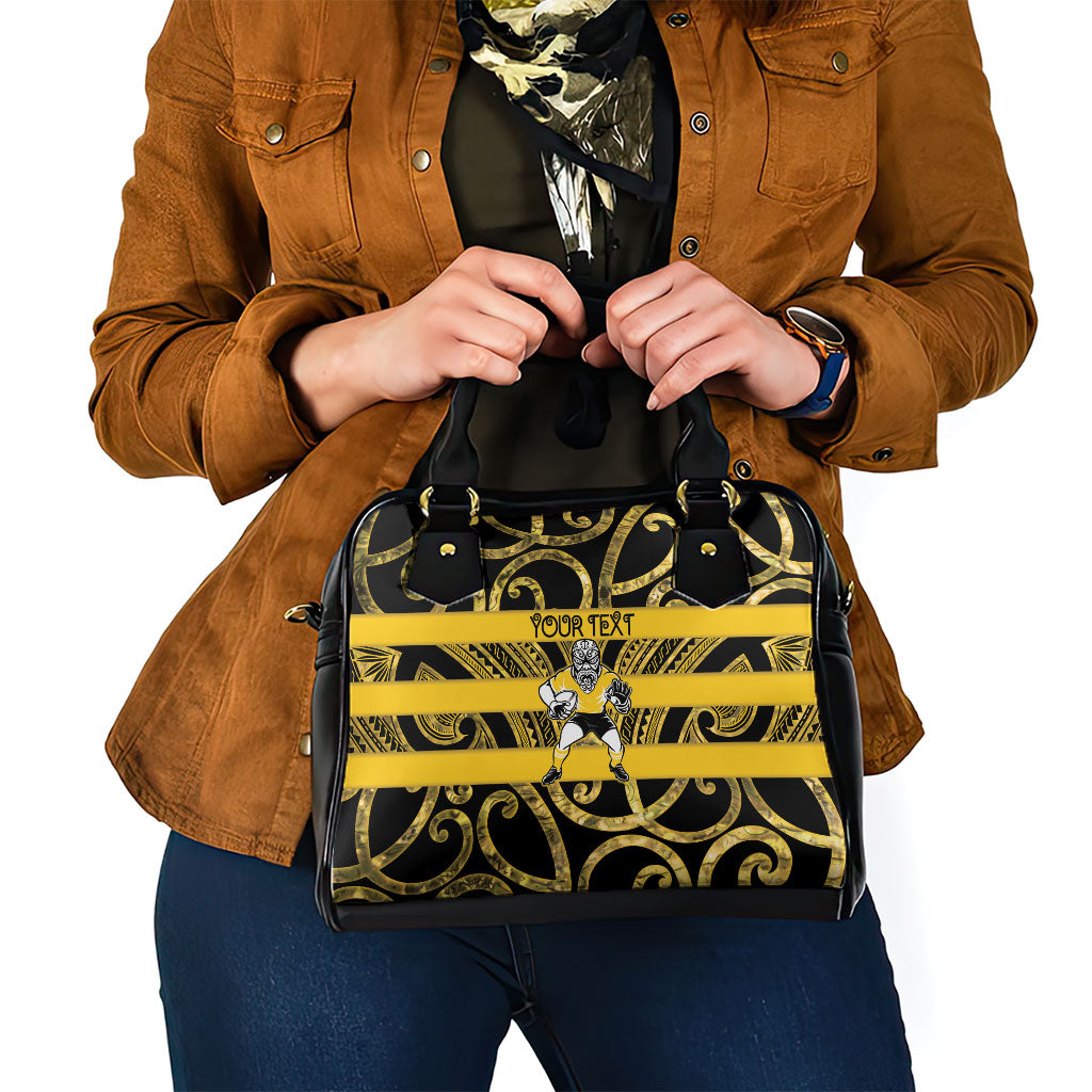 Taranaki Custom Rugby New Zealand Shoulder Handbag Aotearoa Maori Pukana Tiki Mascot
