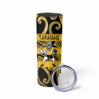 Taranaki Custom Rugby New Zealand Skinny Tumbler Aotearoa Maori Pukana Tiki Mascot