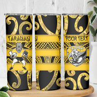 Taranaki Custom Rugby New Zealand Skinny Tumbler Aotearoa Maori Pukana Tiki Mascot