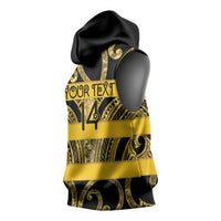 Taranaki Custom Rugby New Zealand Sleeveless Hoodie Aotearoa Maori Pukana Tiki Mascot