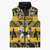 Taranaki Custom Rugby New Zealand Sleeveless Puffer Jacket Aotearoa Maori Pukana Tiki Mascot
