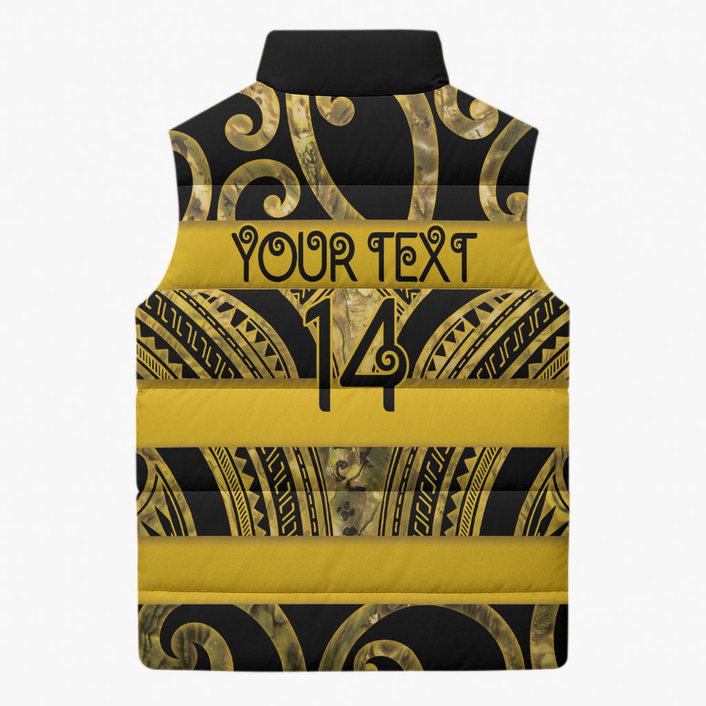Taranaki Custom Rugby New Zealand Sleeveless Puffer Jacket Aotearoa Maori Pukana Tiki Mascot