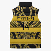 Taranaki Custom Rugby New Zealand Sleeveless Puffer Jacket Aotearoa Maori Pukana Tiki Mascot