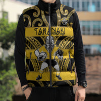 Taranaki Custom Rugby New Zealand Sleeveless Puffer Jacket Aotearoa Maori Pukana Tiki Mascot