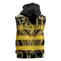 Taranaki Custom Rugby New Zealand Sleeveless Zip Hoodie Aotearoa Maori Pukana Tiki Mascot