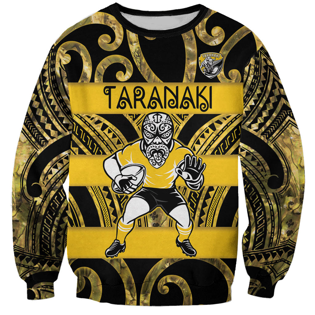 Taranaki Custom Rugby New Zealand Sweatshirt Aotearoa Maori Pukana Tiki Mascot