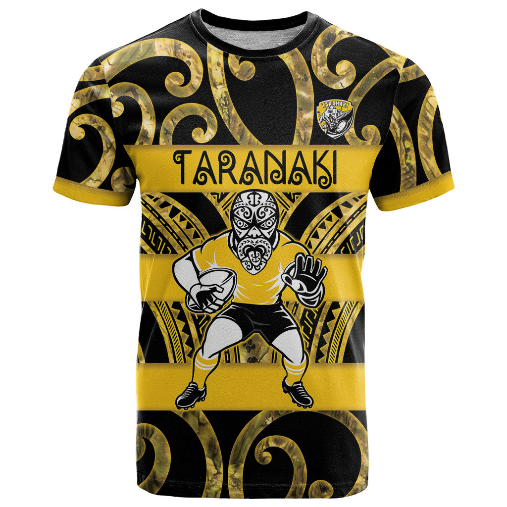 Taranaki Custom Rugby New Zealand T Shirt Aotearoa Maori Pukana Tiki Mascot