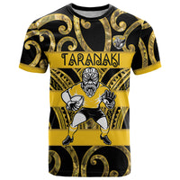 Taranaki Custom Rugby New Zealand T Shirt Aotearoa Maori Pukana Tiki Mascot